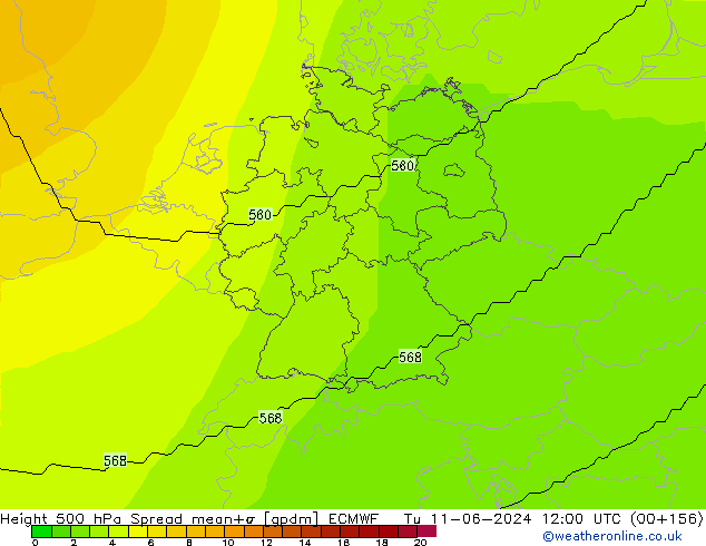 500 hPa Yüksekliği Spread ECMWF Sa 11.06.2024 12 UTC