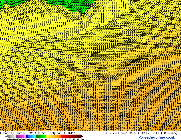 Height/Temp. 850 hPa ECMWF Fr 07.06.2024 00 UTC