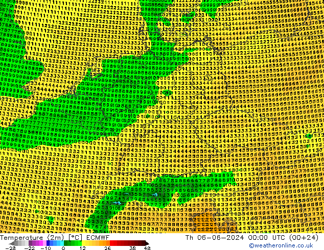 Temperature (2m) ECMWF Th 06.06.2024 00 UTC