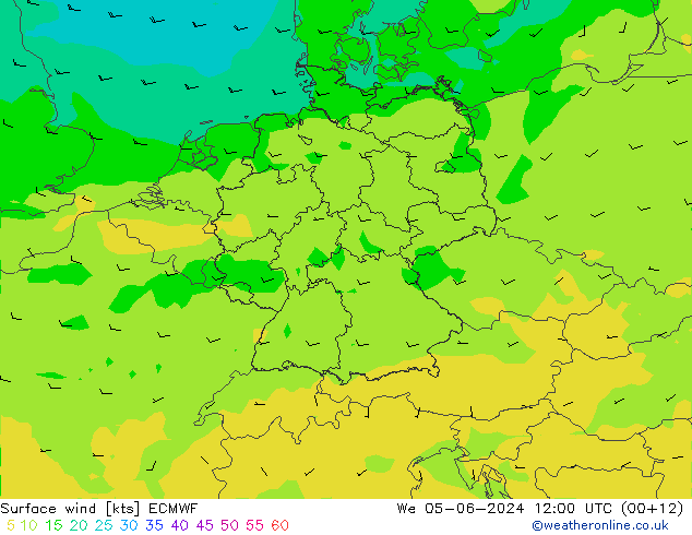 Viento 10 m ECMWF mié 05.06.2024 12 UTC