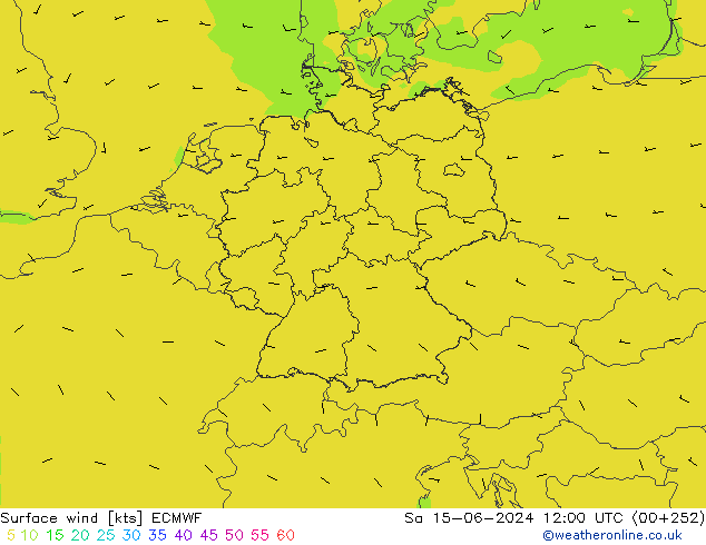 Viento 10 m ECMWF sáb 15.06.2024 12 UTC