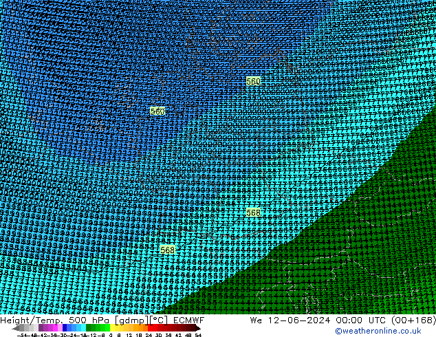 Height/Temp. 500 hPa ECMWF 星期三 12.06.2024 00 UTC