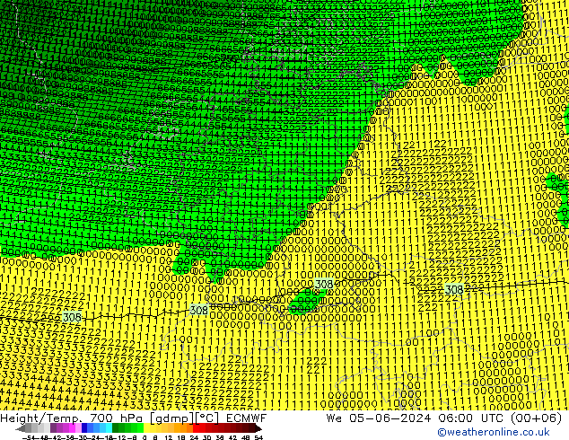 Height/Temp. 700 гПа ECMWF ср 05.06.2024 06 UTC