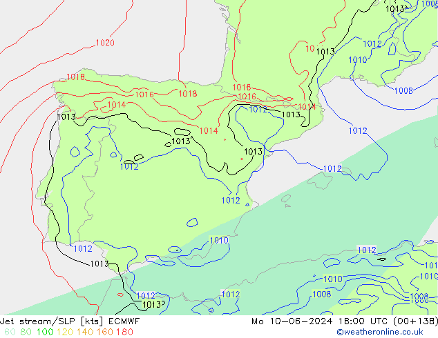 Corriente en chorro ECMWF lun 10.06.2024 18 UTC