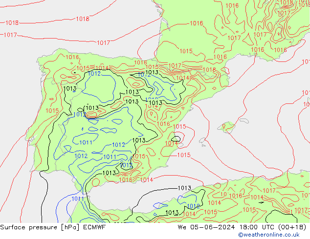 Pressione al suolo ECMWF mer 05.06.2024 18 UTC
