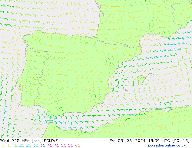 ветер 925 гПа ECMWF ср 05.06.2024 18 UTC