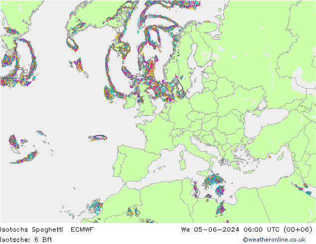 Isotachs Spaghetti ECMWF mer 05.06.2024 06 UTC