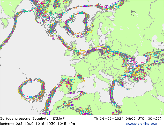 Yer basıncı Spaghetti ECMWF Per 06.06.2024 06 UTC