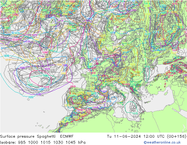 pression de l'air Spaghetti ECMWF mar 11.06.2024 12 UTC