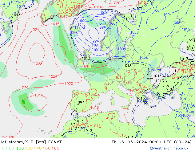 Polarjet/Bodendruck ECMWF Do 06.06.2024 00 UTC