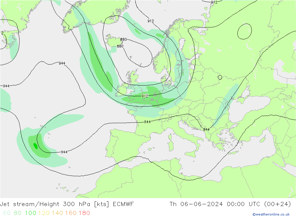 Prąd strumieniowy ECMWF czw. 06.06.2024 00 UTC