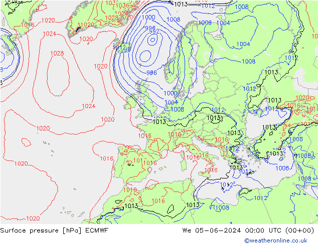 地面气压 ECMWF 星期三 05.06.2024 00 UTC