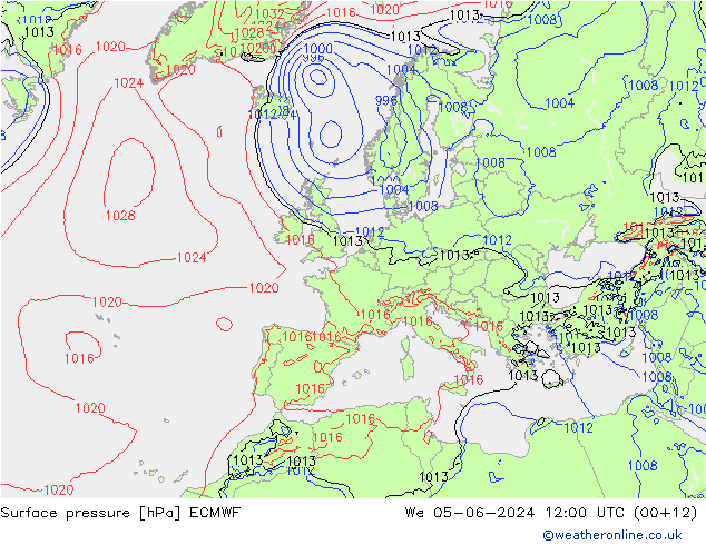 Bodendruck ECMWF Mi 05.06.2024 12 UTC