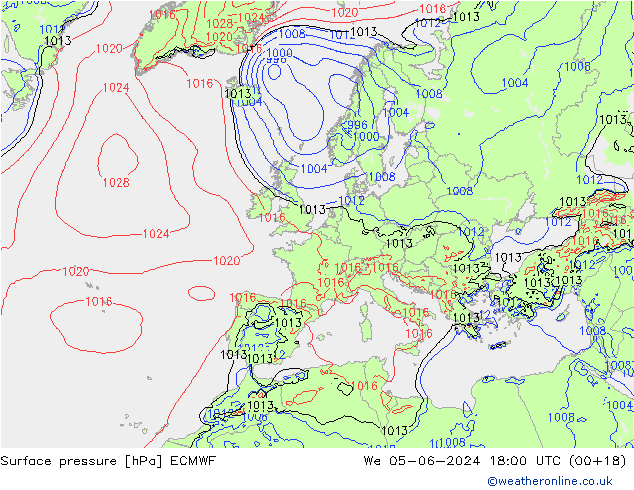 pressão do solo ECMWF Qua 05.06.2024 18 UTC