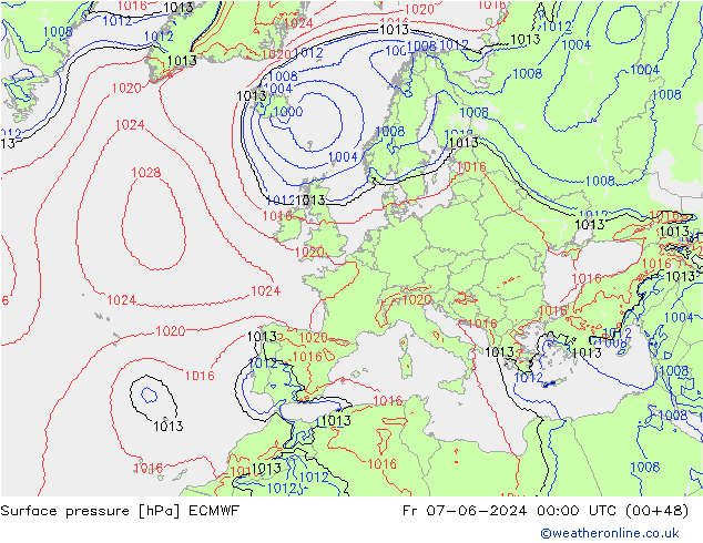 Bodendruck ECMWF Fr 07.06.2024 00 UTC