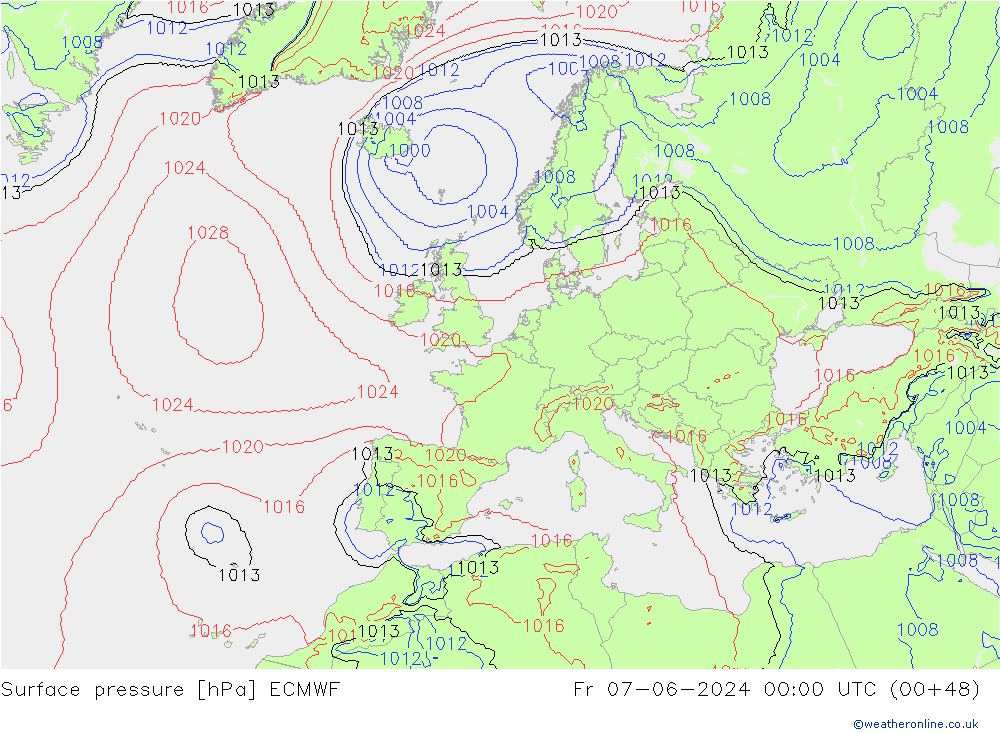 Bodendruck ECMWF Fr 07.06.2024 00 UTC