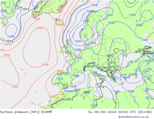 pression de l'air ECMWF dim 09.06.2024 00 UTC