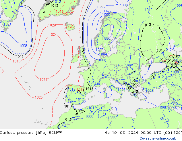 Yer basıncı ECMWF Pzt 10.06.2024 00 UTC