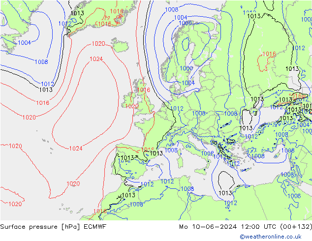 pression de l'air ECMWF lun 10.06.2024 12 UTC