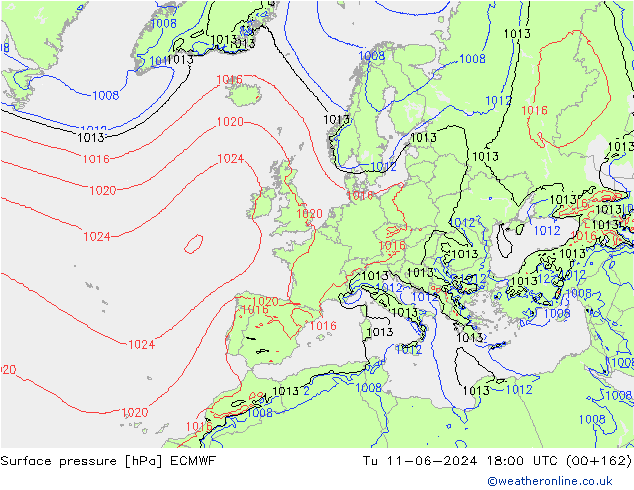 pression de l'air ECMWF mar 11.06.2024 18 UTC