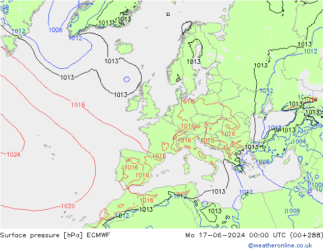 Yer basıncı ECMWF Pzt 17.06.2024 00 UTC