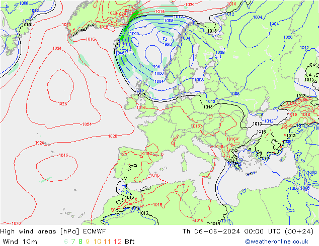 High wind areas ECMWF  06.06.2024 00 UTC