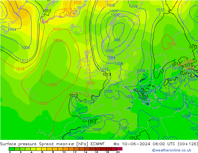 Bodendruck Spread ECMWF Mo 10.06.2024 06 UTC