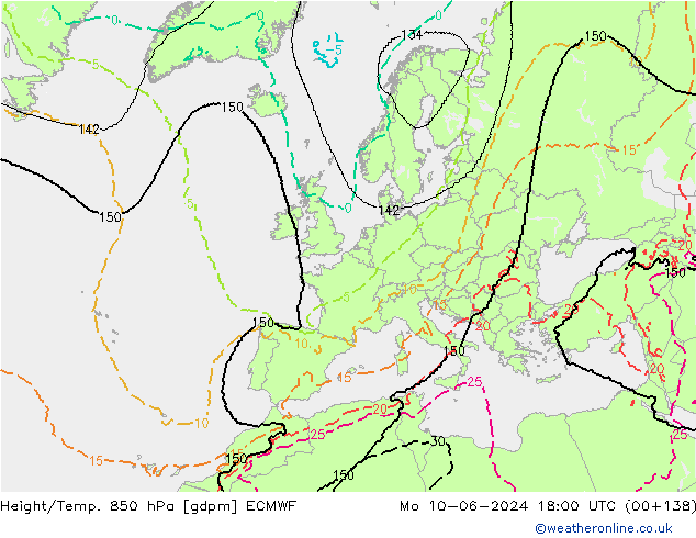 Height/Temp. 850 hPa ECMWF Seg 10.06.2024 18 UTC