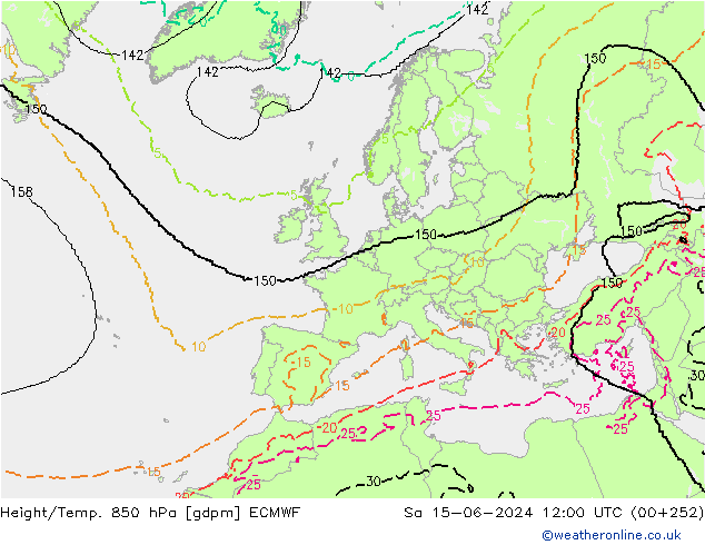 Height/Temp. 850 hPa ECMWF  15.06.2024 12 UTC