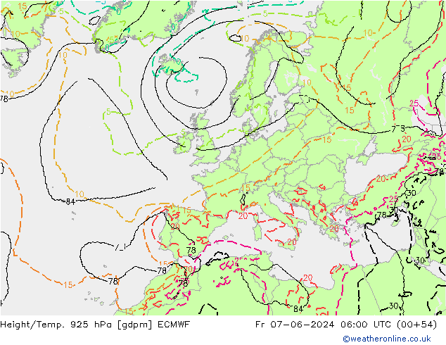 Height/Temp. 925 hPa ECMWF  07.06.2024 06 UTC