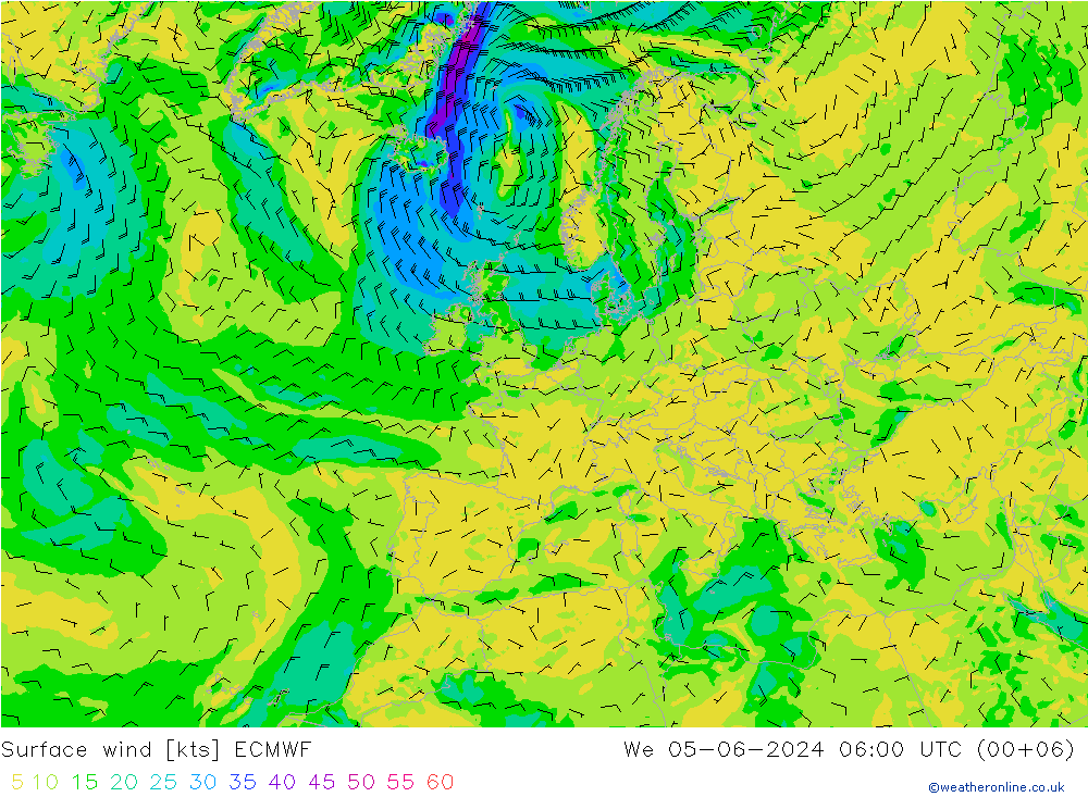 风 10 米 ECMWF 星期三 05.06.2024 06 UTC