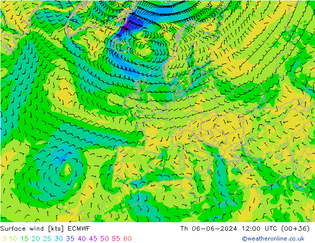 Bodenwind ECMWF Do 06.06.2024 12 UTC