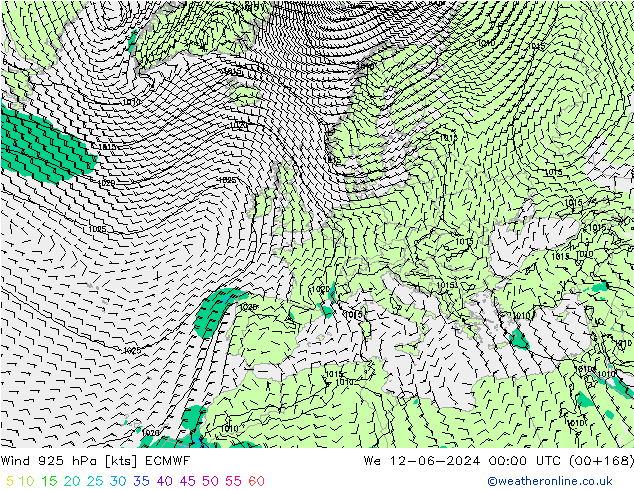 Wind 925 hPa ECMWF wo 12.06.2024 00 UTC