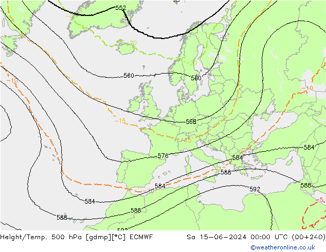 Geop./Temp. 500 hPa ECMWF sáb 15.06.2024 00 UTC