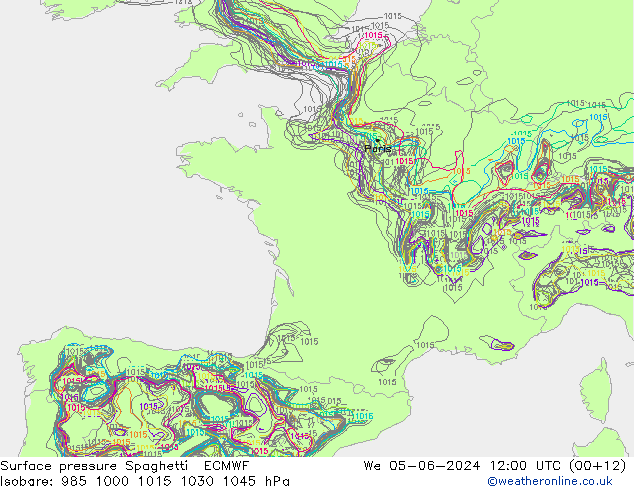 Bodendruck Spaghetti ECMWF Mi 05.06.2024 12 UTC