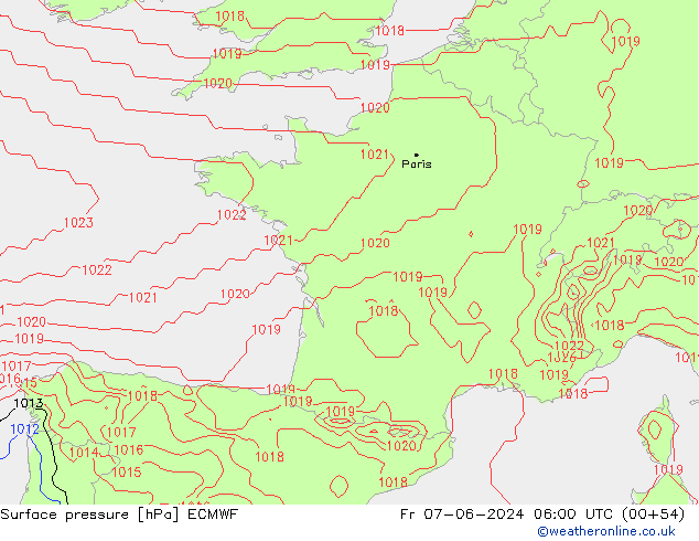 Surface pressure ECMWF Fr 07.06.2024 06 UTC