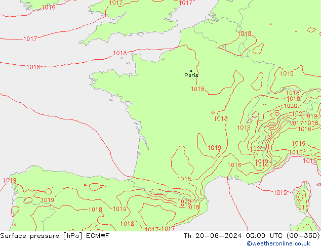 pressão do solo ECMWF Qui 20.06.2024 00 UTC