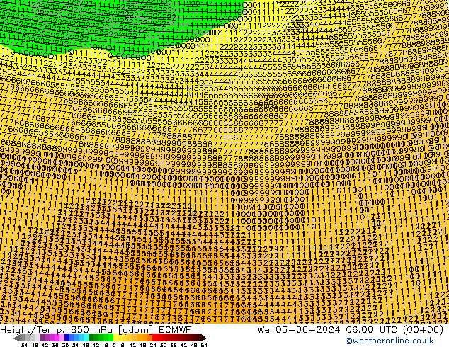 Height/Temp. 850 hPa ECMWF Mi 05.06.2024 06 UTC