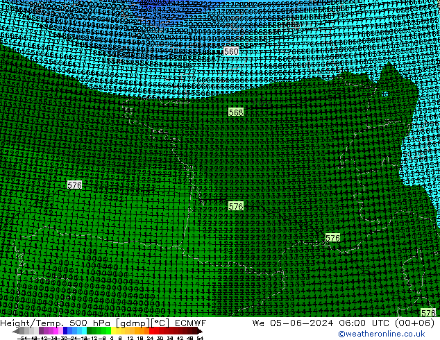 Height/Temp. 500 гПа ECMWF ср 05.06.2024 06 UTC