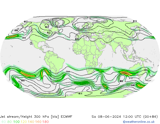 Corrente a getto ECMWF sab 08.06.2024 12 UTC