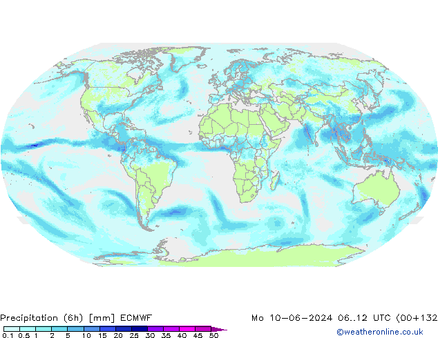 Nied. akkumuliert (6Std) ECMWF Mo 10.06.2024 12 UTC