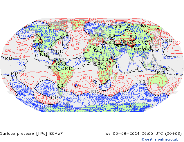 Surface pressure ECMWF We 05.06.2024 06 UTC