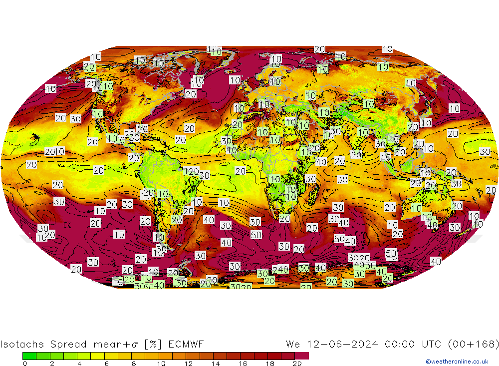 Isotachs Spread ECMWF We 12.06.2024 00 UTC