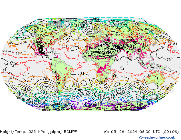 Height/Temp. 925 hPa ECMWF Mi 05.06.2024 06 UTC