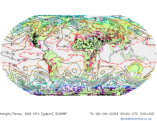 Hoogte/Temp. 925 hPa ECMWF do 06.06.2024 00 UTC