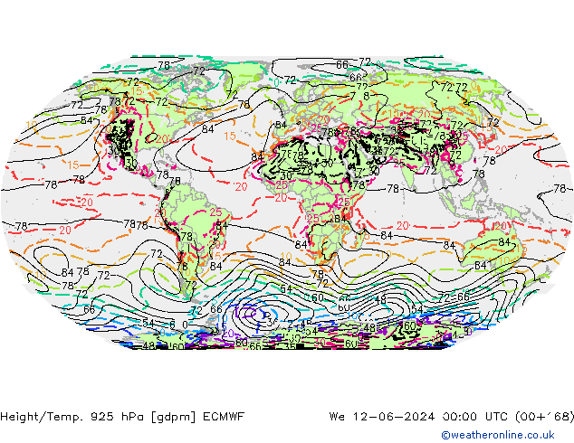 Height/Temp. 925 hPa ECMWF We 12.06.2024 00 UTC