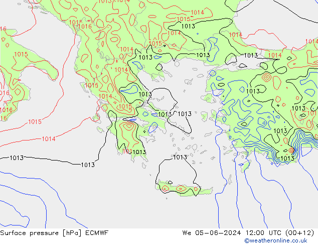 Presión superficial ECMWF mié 05.06.2024 12 UTC