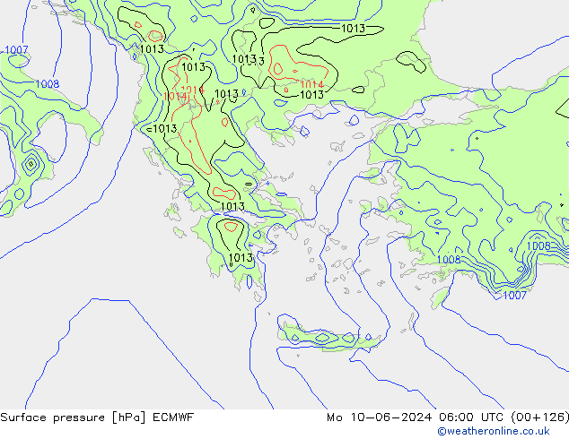 Surface pressure ECMWF Mo 10.06.2024 06 UTC