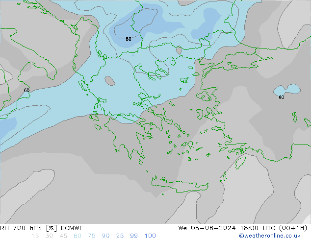 RH 700 hPa ECMWF Mi 05.06.2024 18 UTC