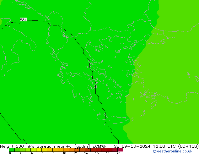 Height 500 hPa Spread ECMWF  09.06.2024 12 UTC